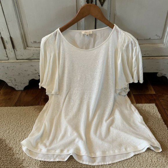 NWT Ruffled Sleeve Basic Layering Tee - Picture 2 of 2